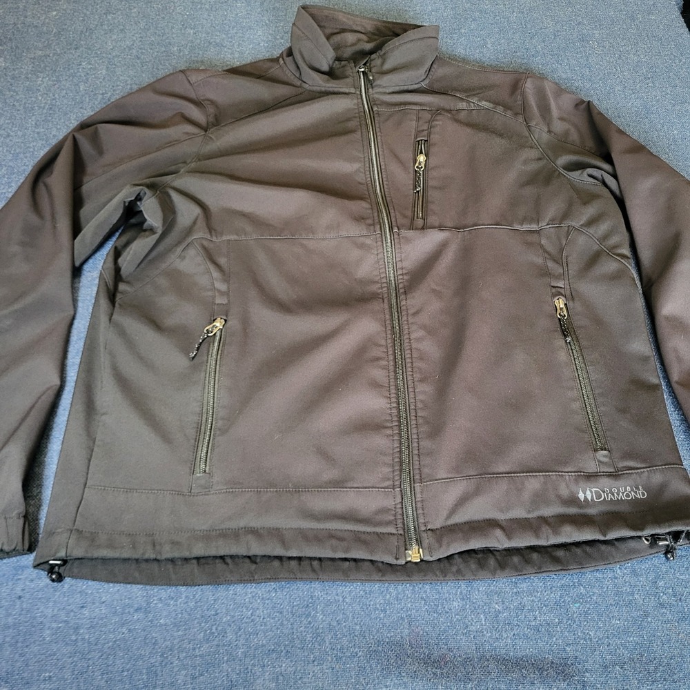 Black Diamond Double Diamond Mens Large Black Softshell Fleece Lined Jacket L/G